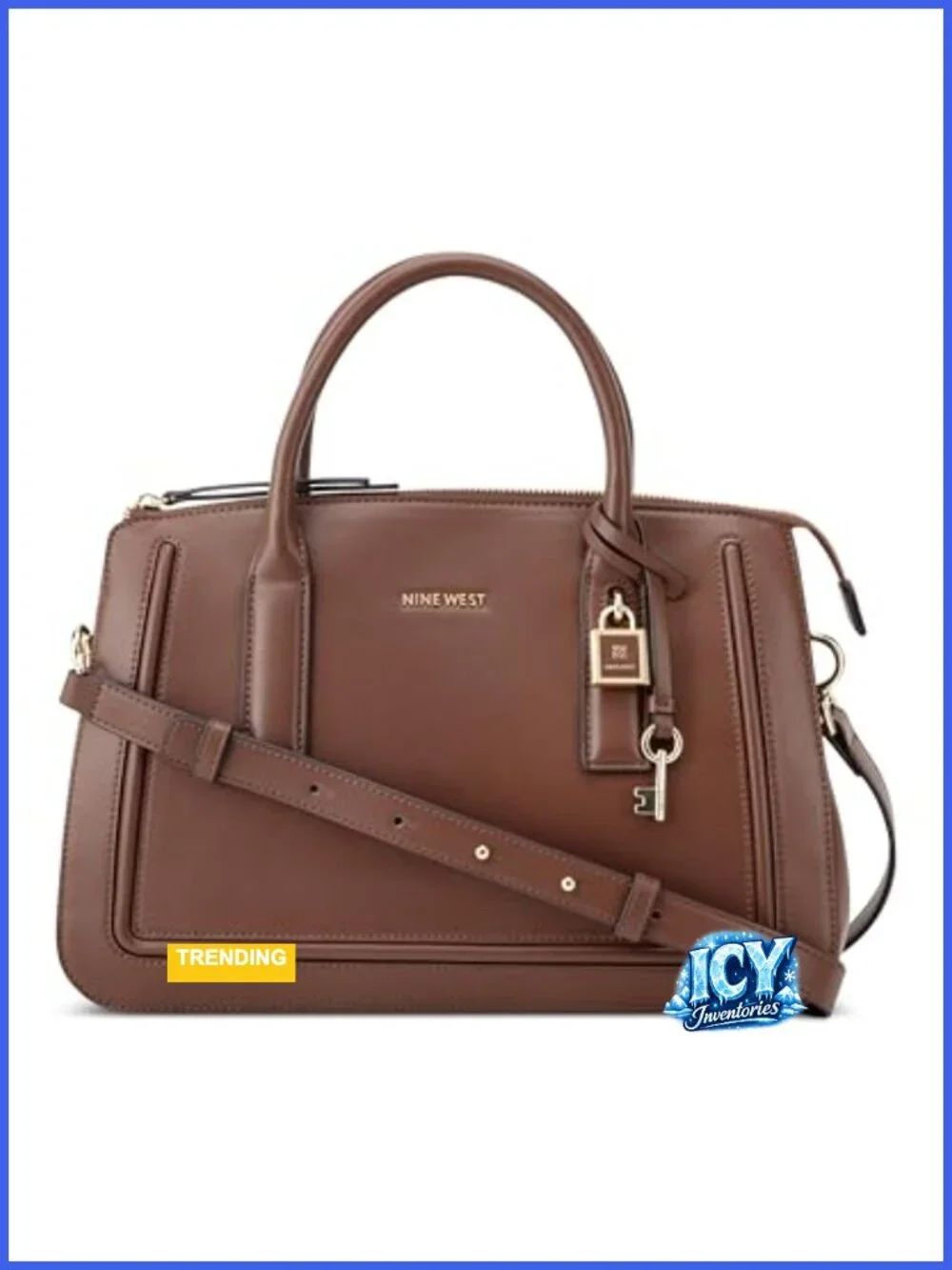 Nine West Tenely Satchel Faux Leather Crossbody Bag Adjustable Strap